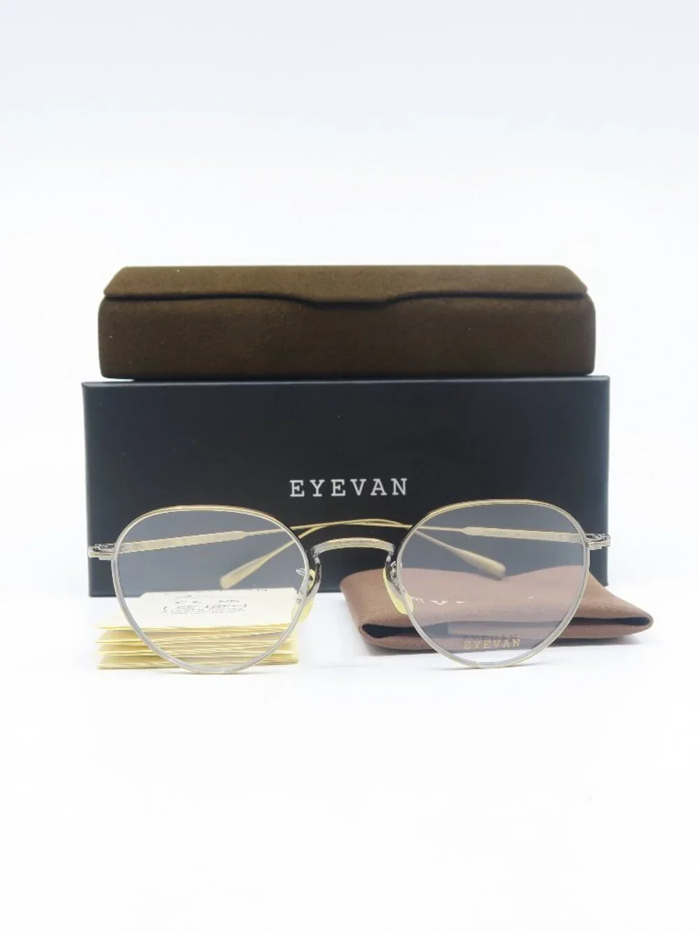 Eyevan FAIRWAY 47 AG Gold Titanium, New Men's Round Eyeglasses Frames.